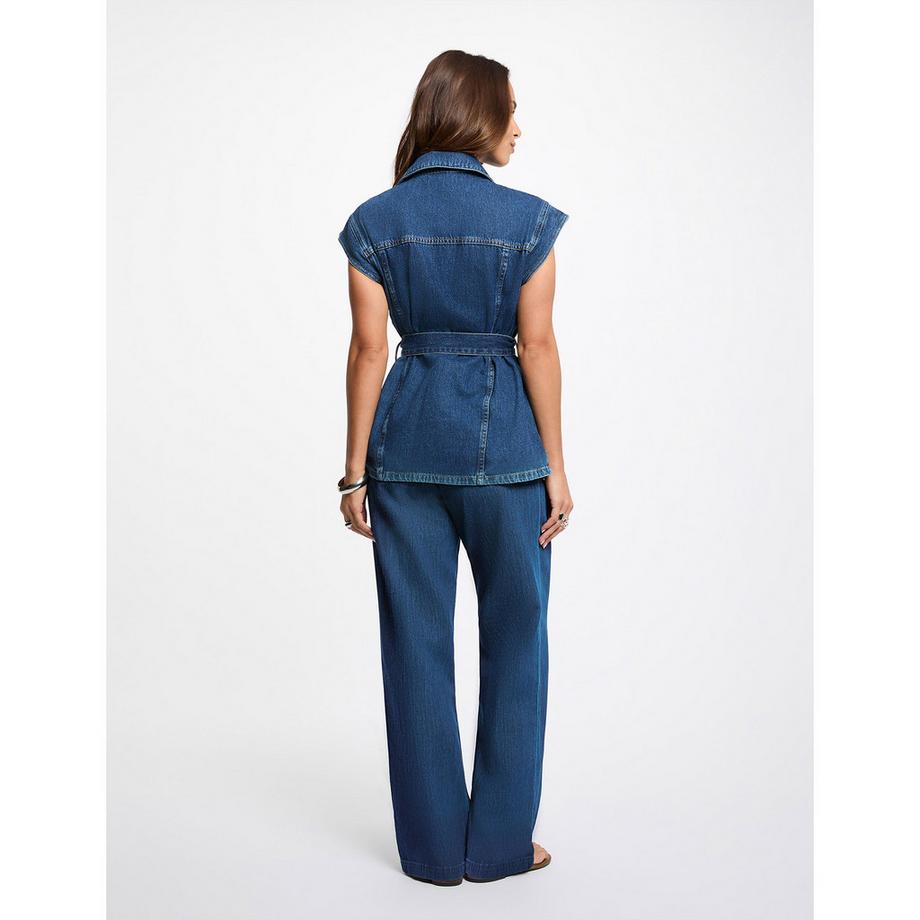 MORGAN Gilet in denim con cintura  