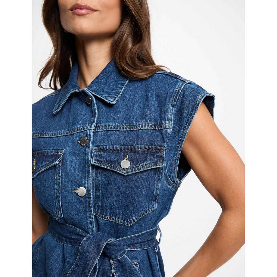 MORGAN Gilet in denim con cintura  