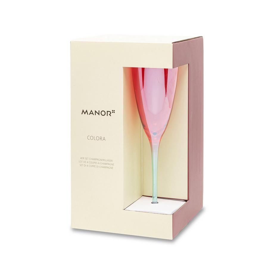 Manor Home Flûtes à champagne, 4 pièces Color Glass 