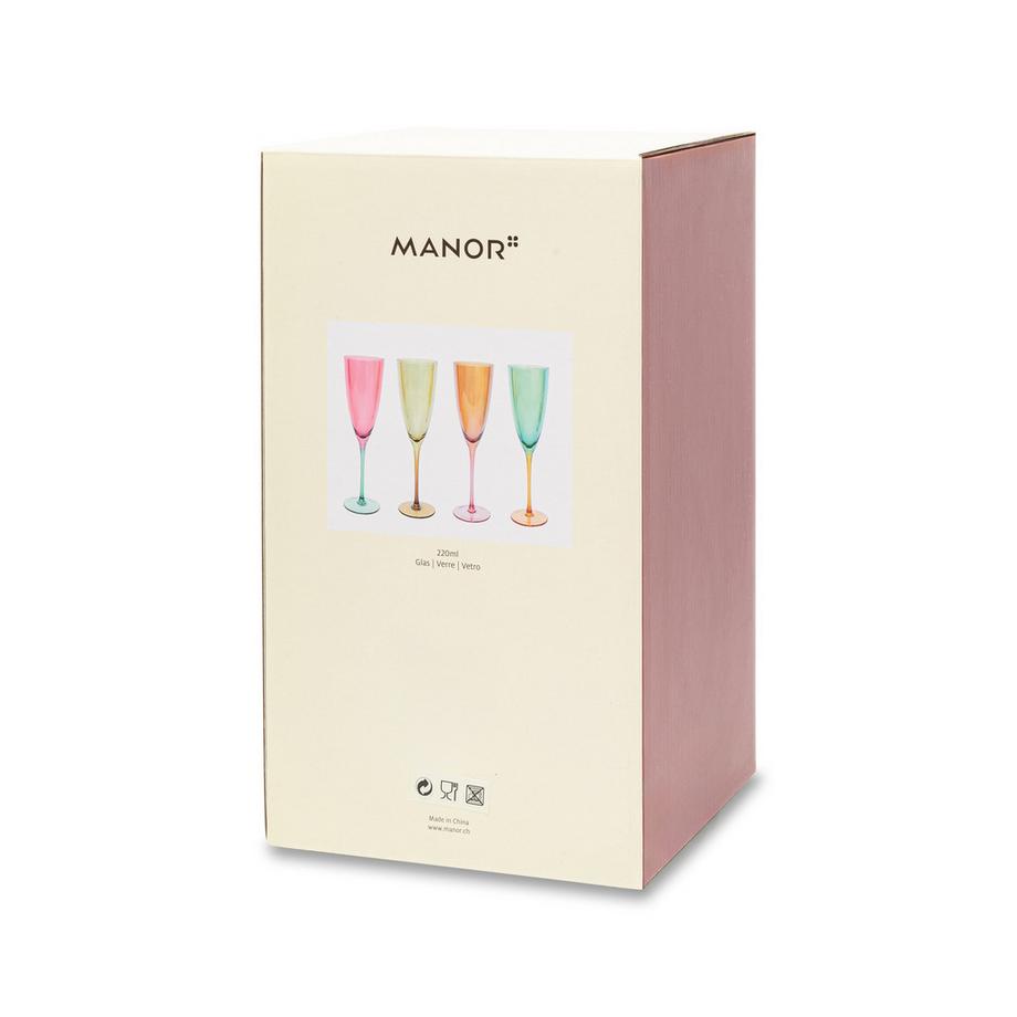 Manor Home Flûtes à champagne, 4 pièces Color Glass 