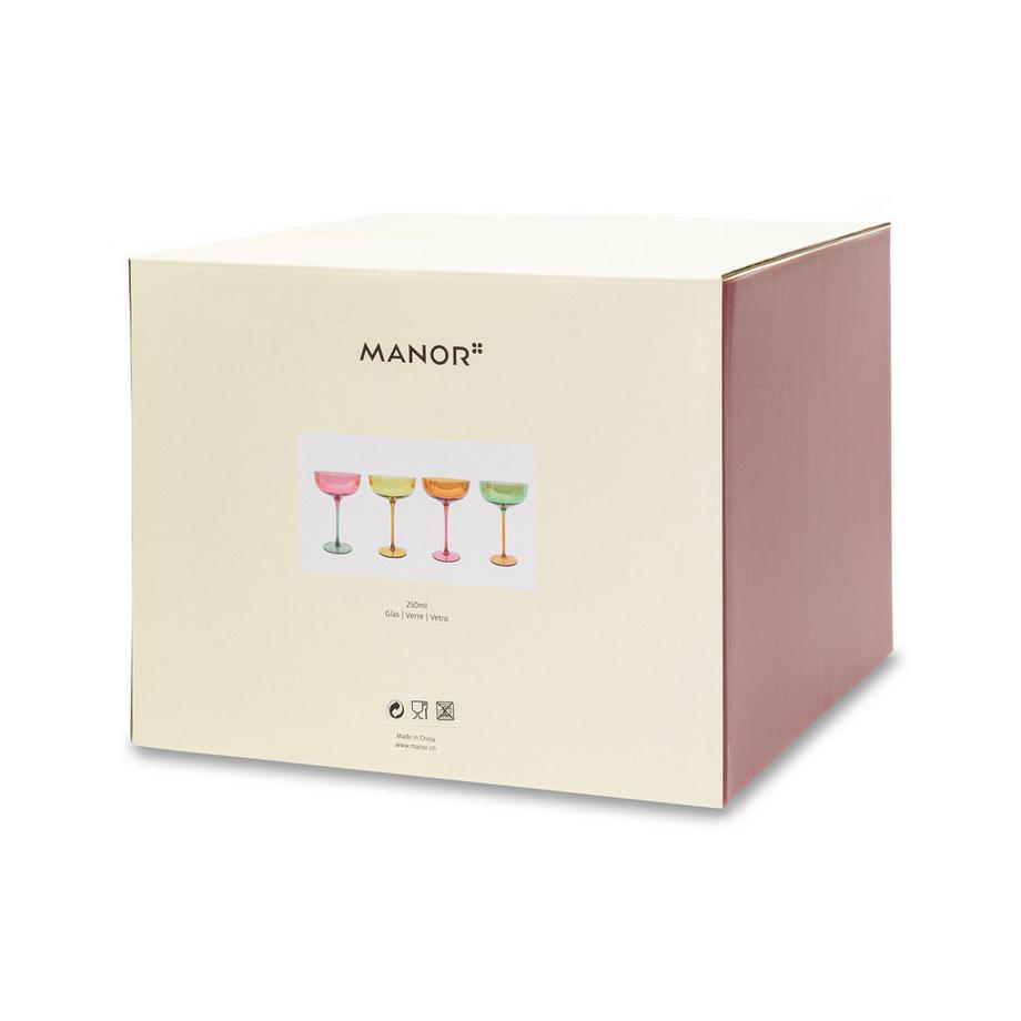 Manor Home Flûtes à champagne, 4 pièces Color Glass 