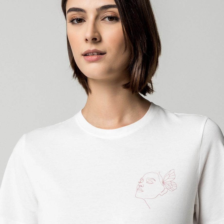 VILA VISYBIL Weisses T-Shirt mit Gesicht und Schmetterlingsdruck  