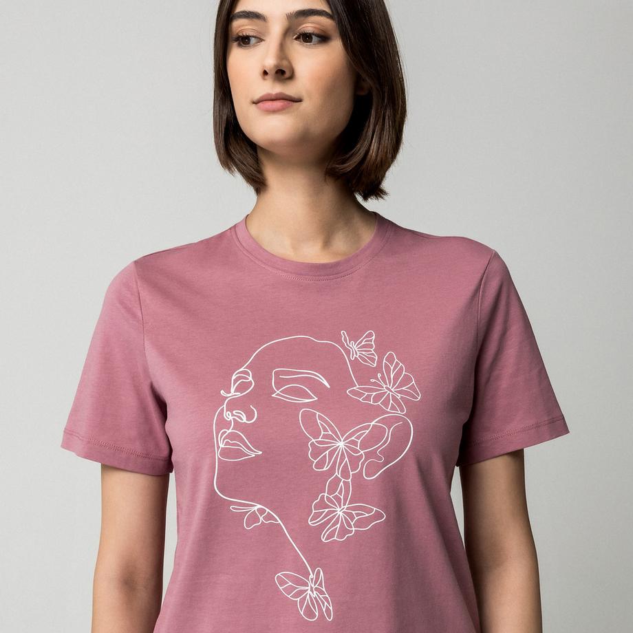 VILA VISYBIL T-shirt blanc avec motif visage et papillon  
