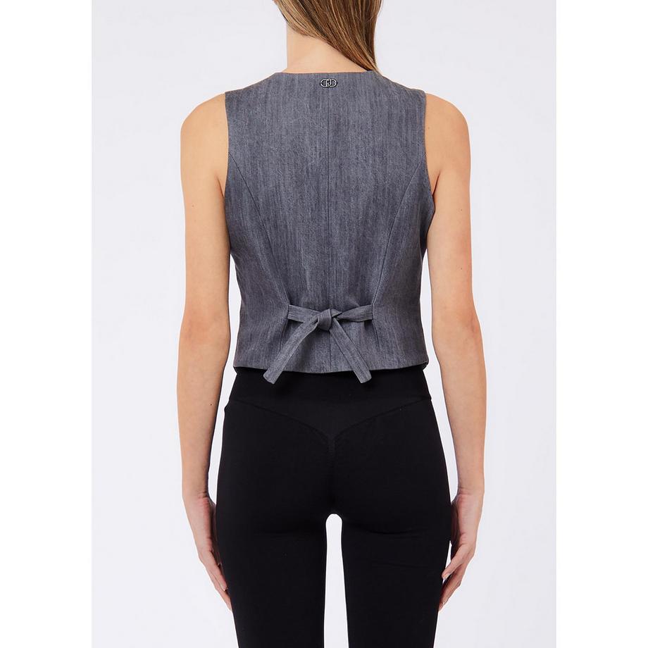 LIU JO Gilet sans manches avec col en V et lien dans le dos  