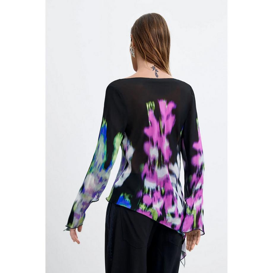 Desigual Bluse mit Blumenmuster und Glockenärmeln  