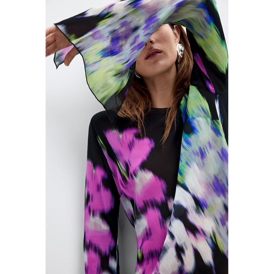 Desigual Bluse mit Blumenmuster und Glockenärmeln  