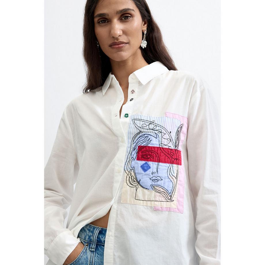 Desigual Chemise à manches longues avec imprimé visage abstrait  