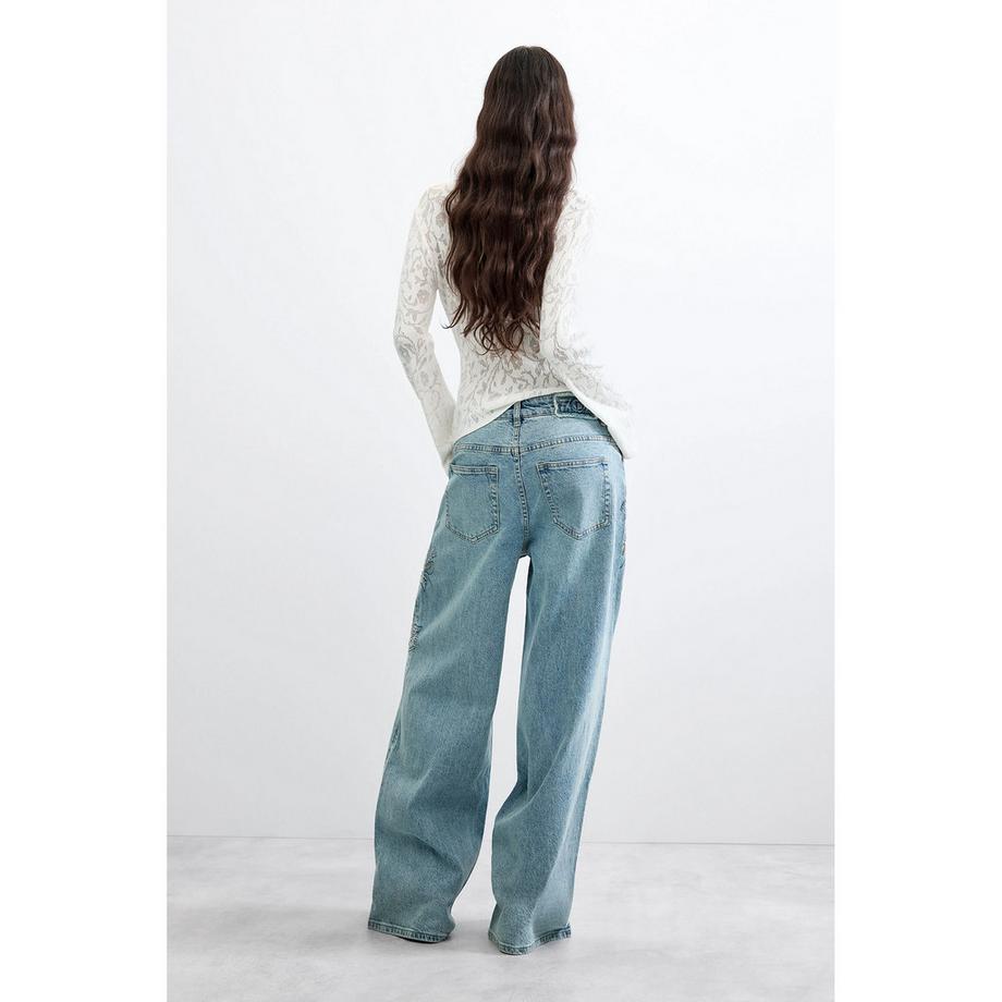 Desigual Jeans ricamato a gamba larga  