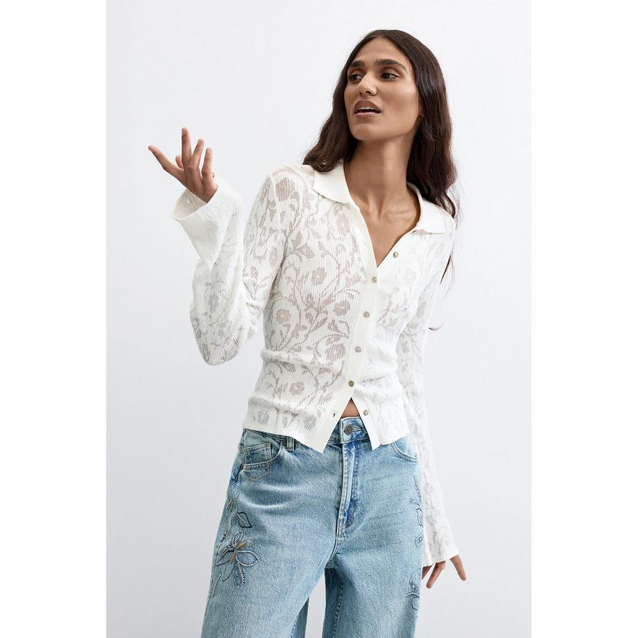 Desigual Jeans ricamato a gamba larga  