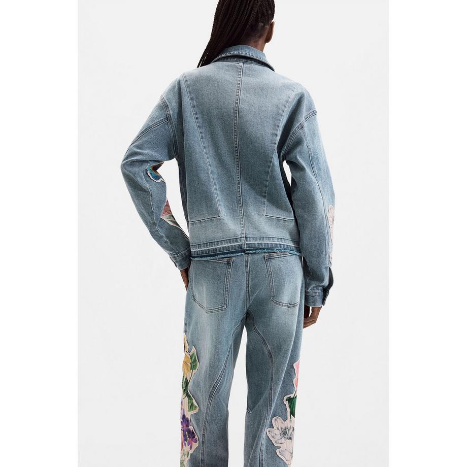 Desigual Veste en jean avec broderie florale  