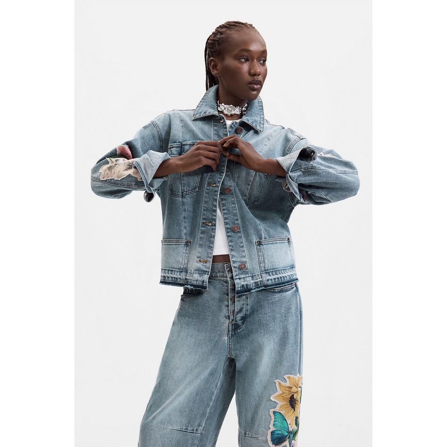 Desigual Veste en jean avec broderie florale  