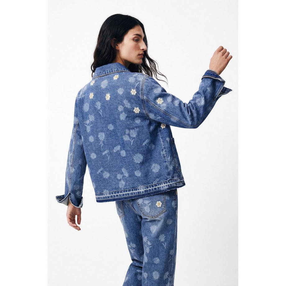 Desigual Giacca in denim con stampa floreale  