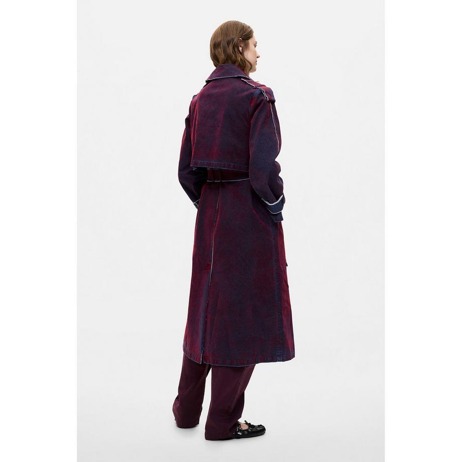 Desigual Manteau long en denim avec surpiqûres contrastantes  