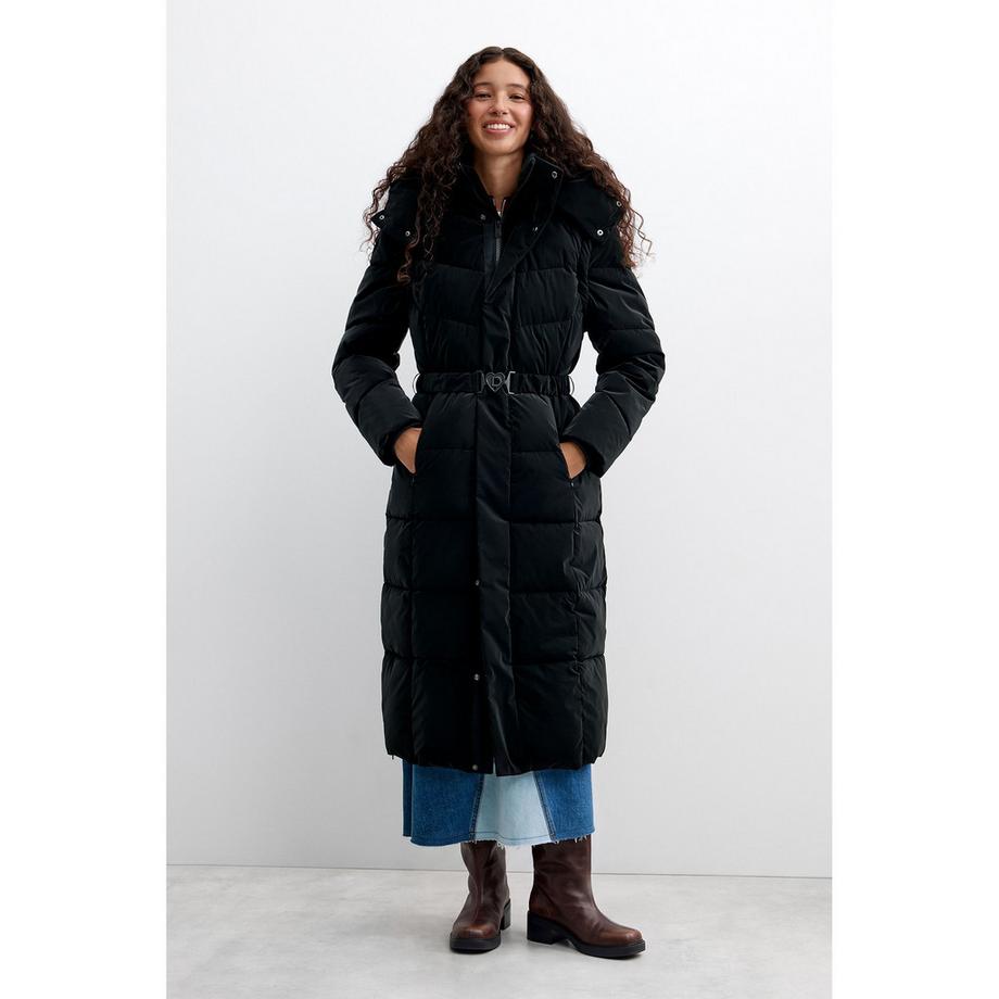 Desigual Veste longue doudoune avec capuche et ceinture  