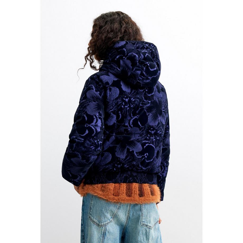 Desigual Giacca in velluto floreale con cappuccio  