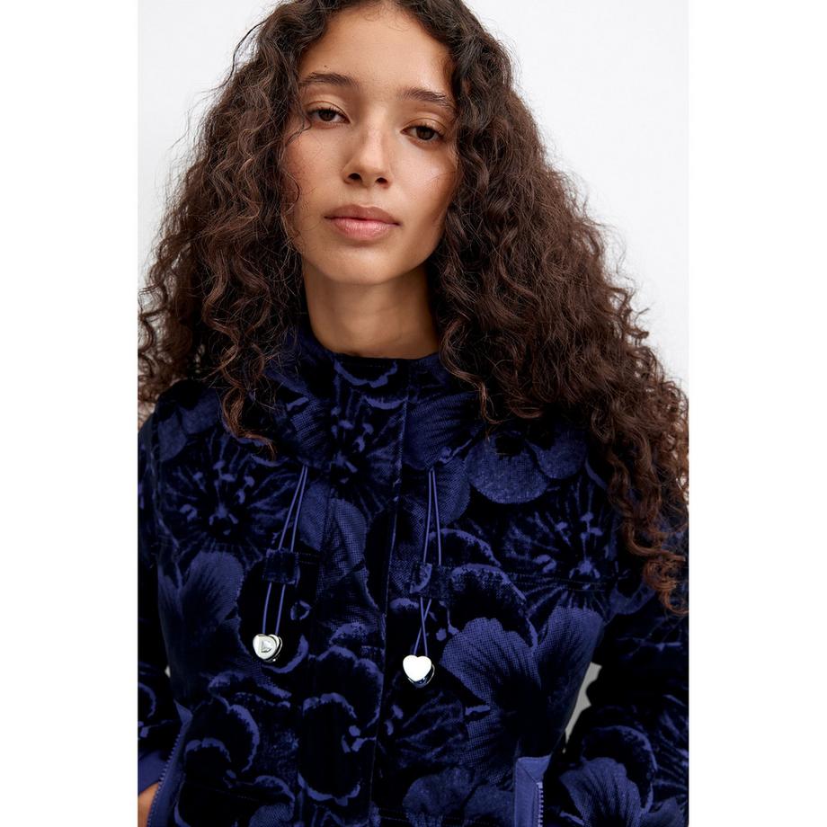 Desigual Giacca in velluto floreale con cappuccio  