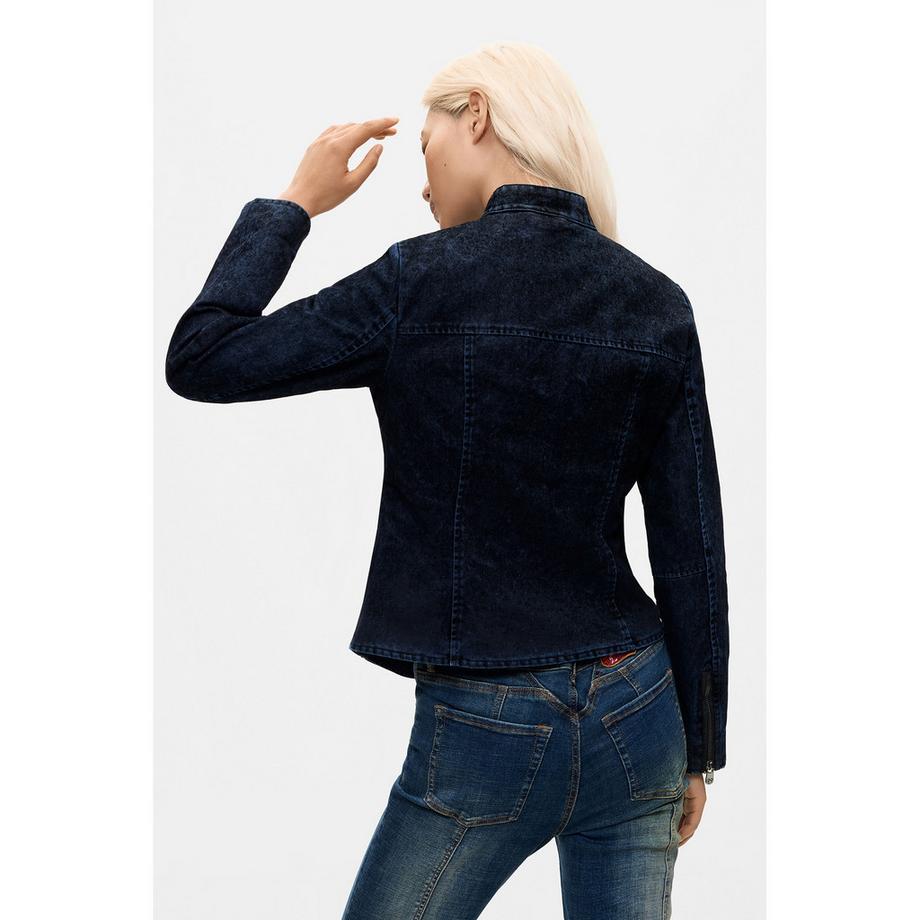 Desigual Veste en jean à col montant et fermeture éclair  
