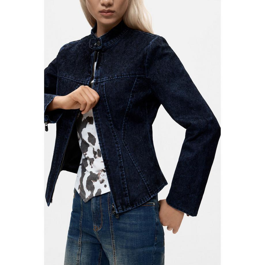 Desigual Veste en jean à col montant et fermeture éclair  
