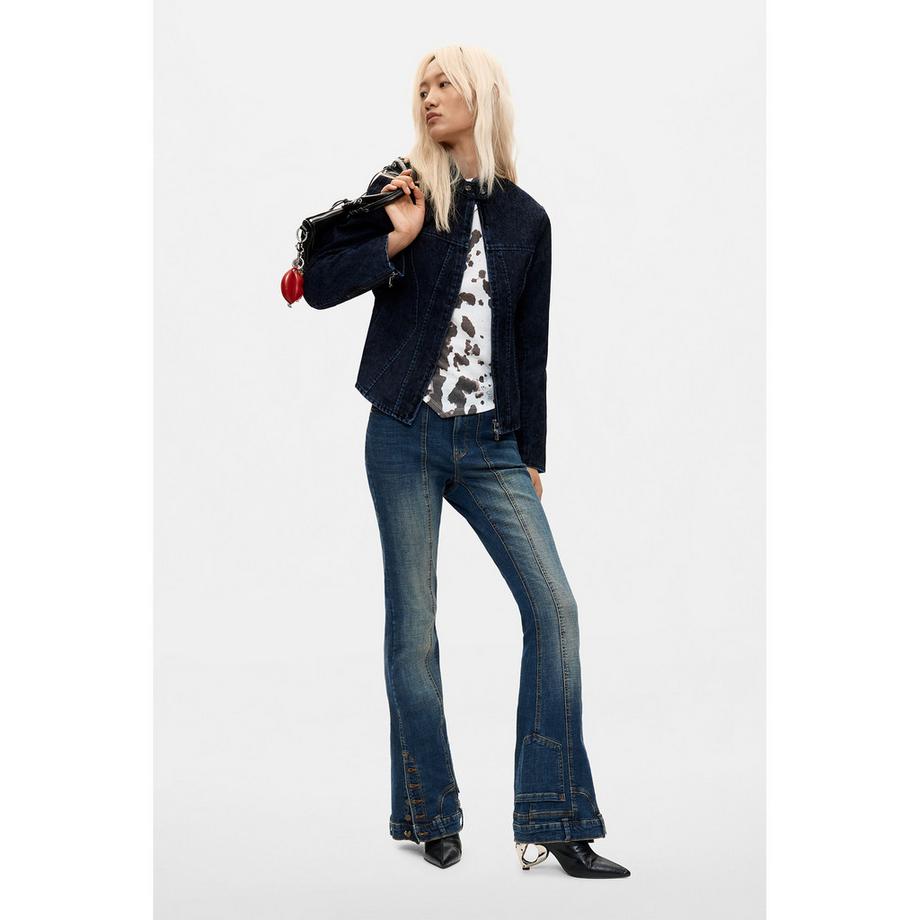Desigual Veste en jean à col montant et fermeture éclair  
