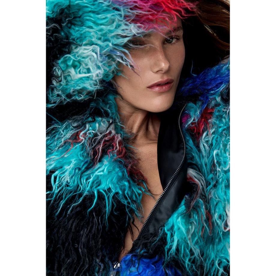 Desigual Bunte Kunstpelzjacke  