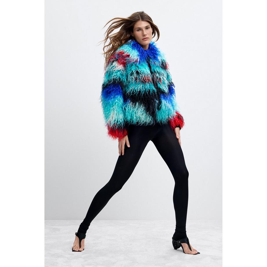Desigual Bunte Kunstpelzjacke  