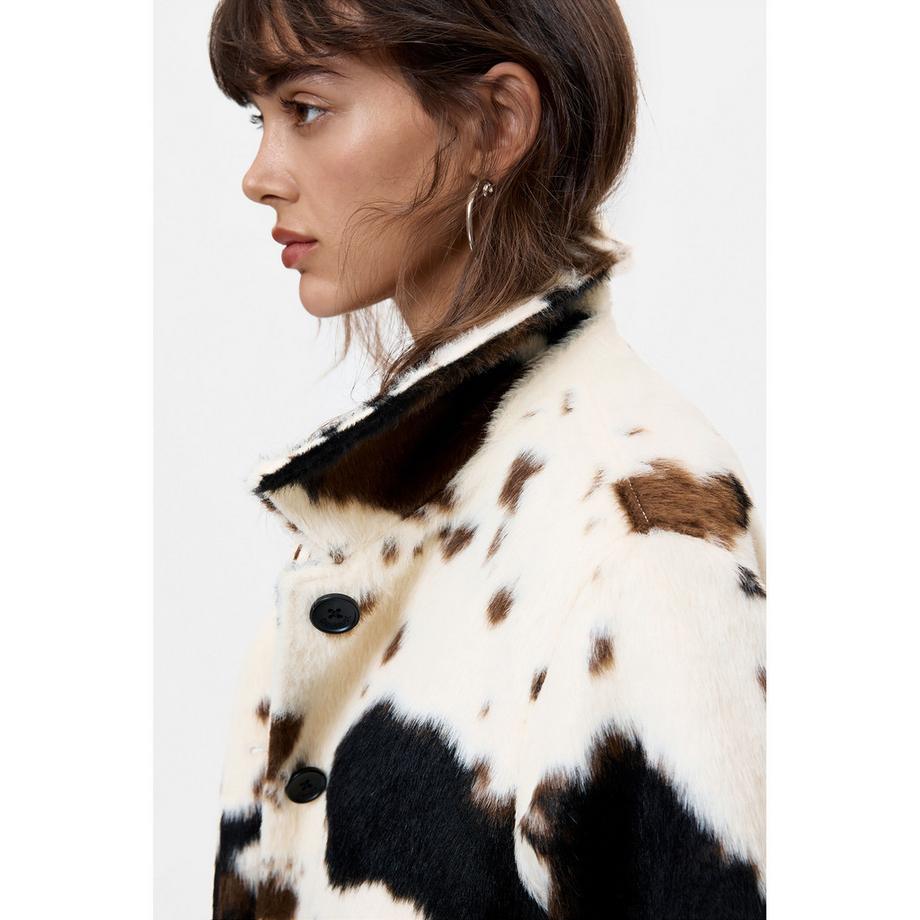 Desigual Cappotto in pelliccia sintetica a motivo mucca  
