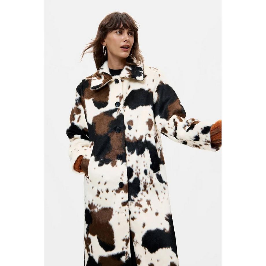 Desigual Cappotto in pelliccia sintetica a motivo mucca  