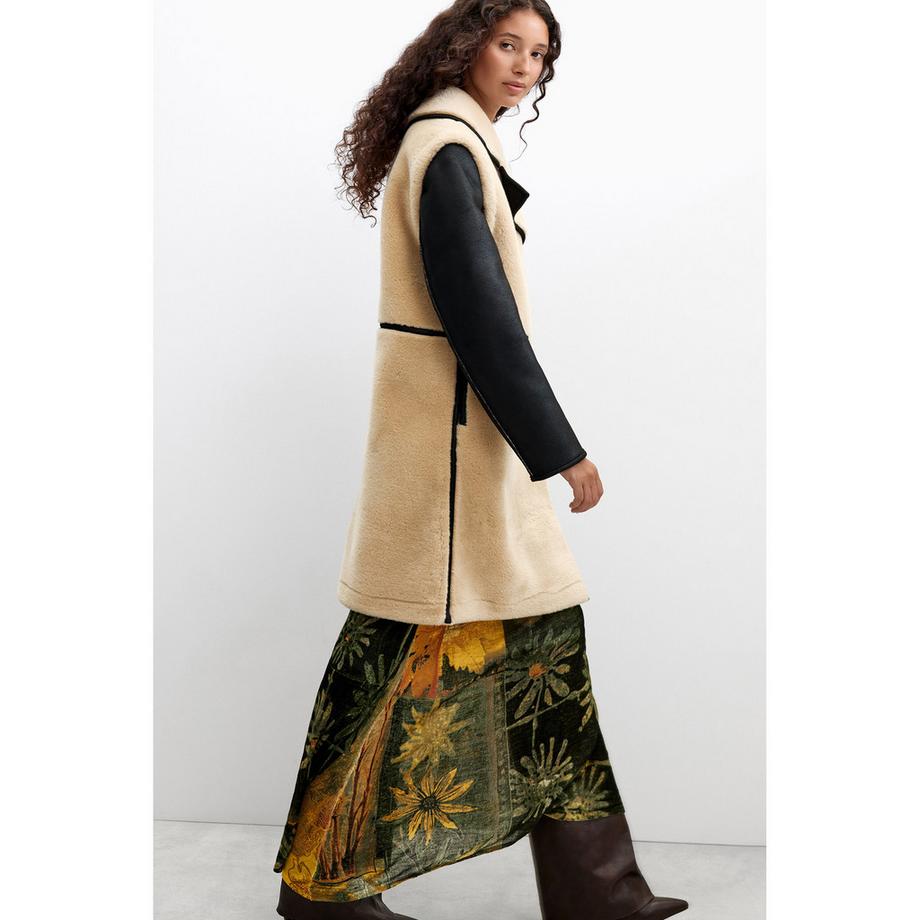 Desigual Gilet in ecopelliccia con maniche contrastanti  