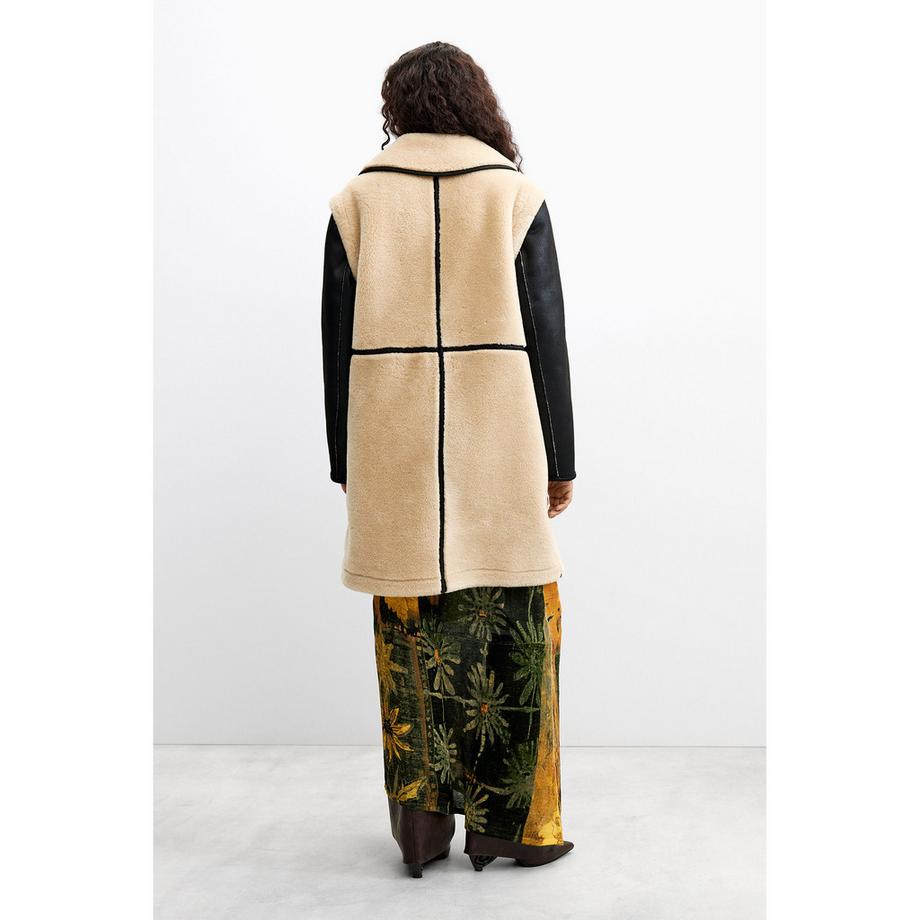 Desigual Gilet in ecopelliccia con maniche contrastanti  