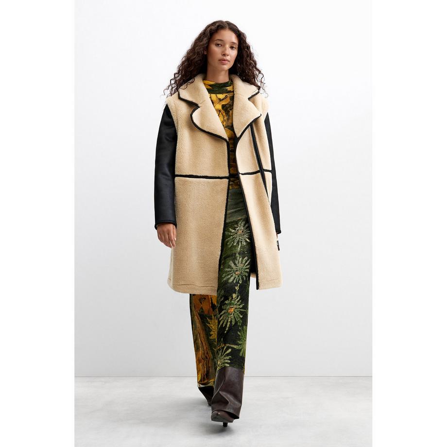 Desigual Gilet in ecopelliccia con maniche contrastanti  