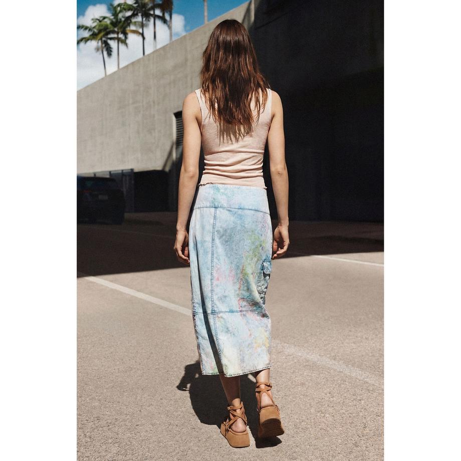 Desigual Denim Midirock mit Frontschlitz  