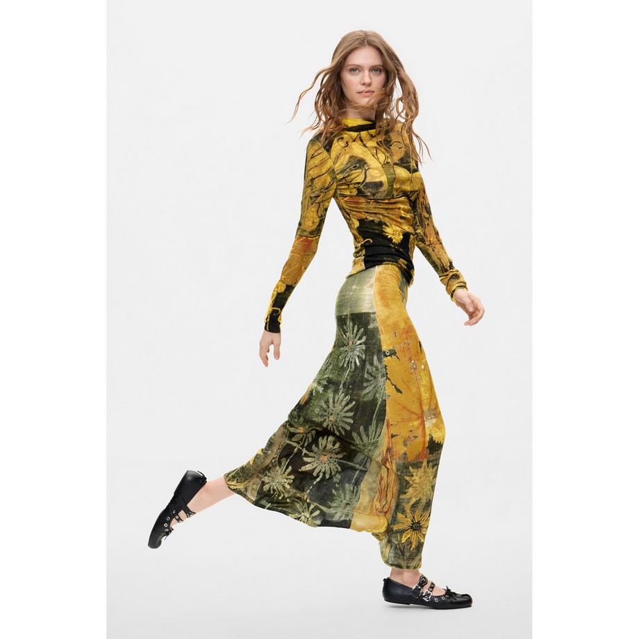 Desigual Gonna lunga con stampa floreale astratta  