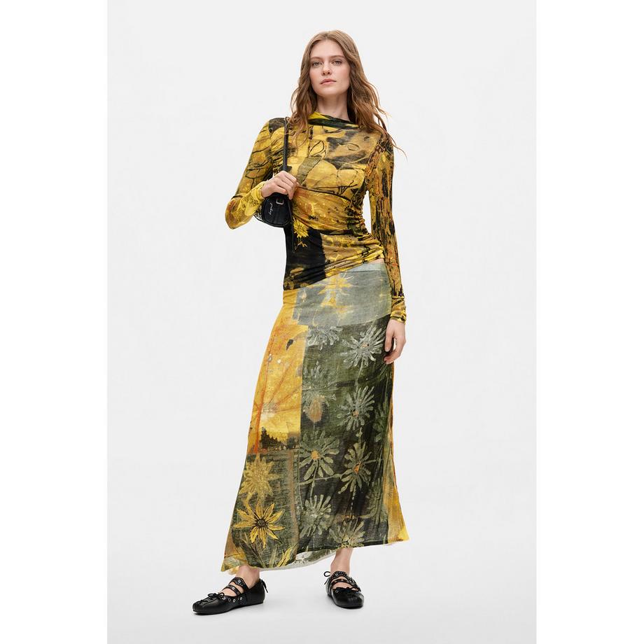 Desigual Gonna lunga con stampa floreale astratta  