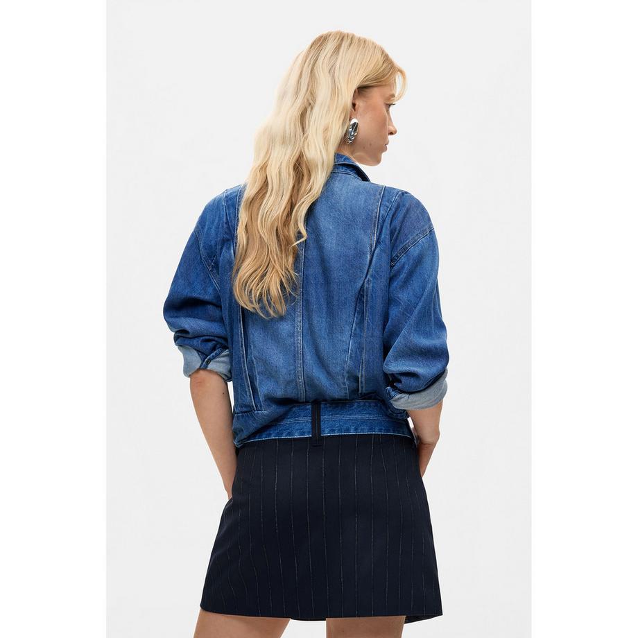 Desigual Gonna mini a righe sottili con cintura in denim  