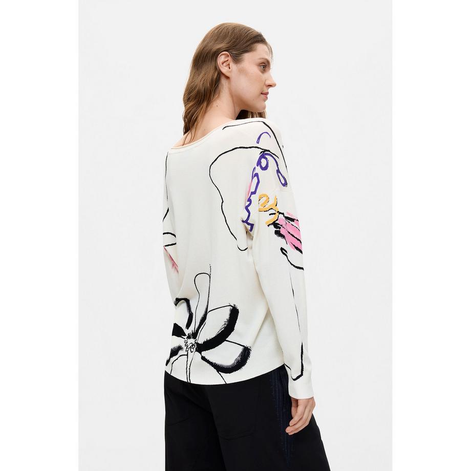 Desigual Maglione collo a V con stampa astratta  