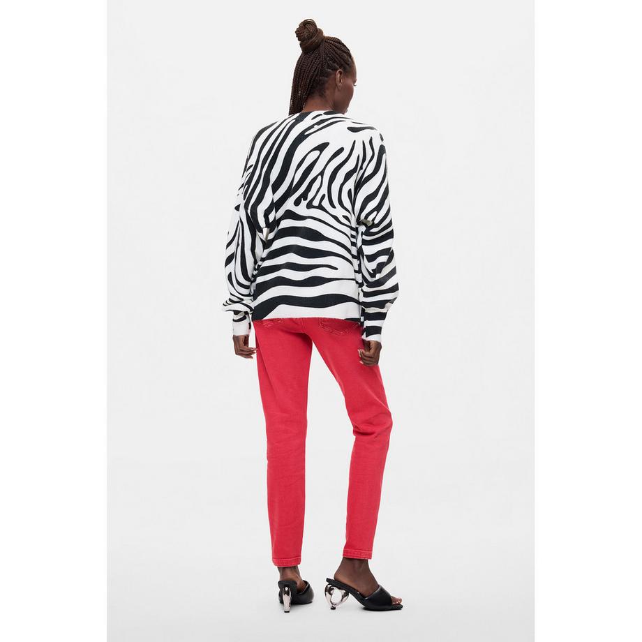 Desigual Pullover a stampa zebra con grafica Mickey e Minnie Mouse  