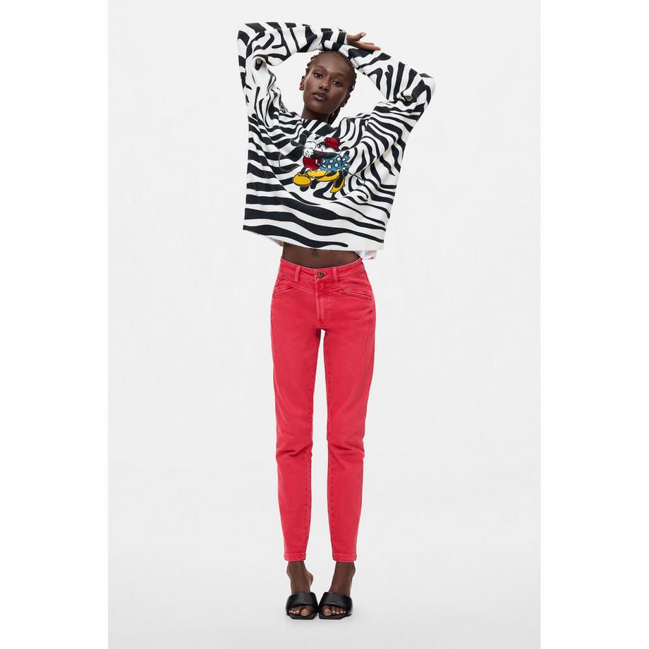 Desigual Pullover a stampa zebra con grafica Mickey e Minnie Mouse  