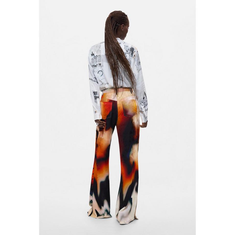 Desigual Pantaloni Stampati a Gamba Larga  
