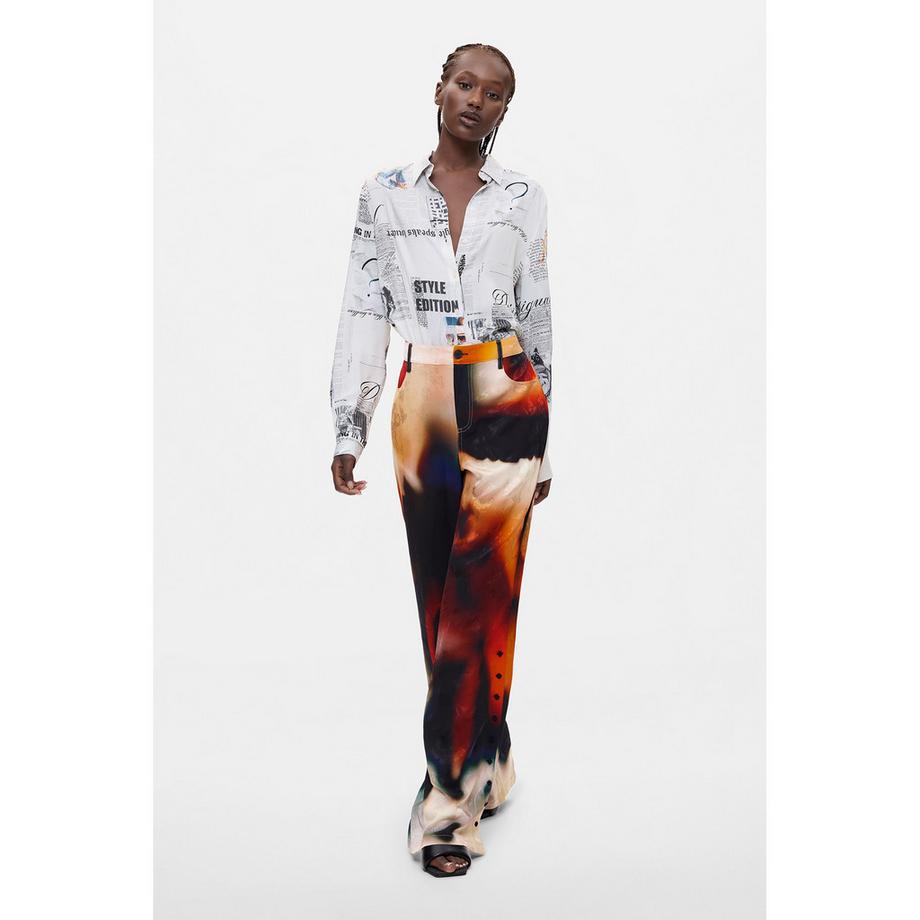 Desigual Pantaloni Stampati a Gamba Larga  