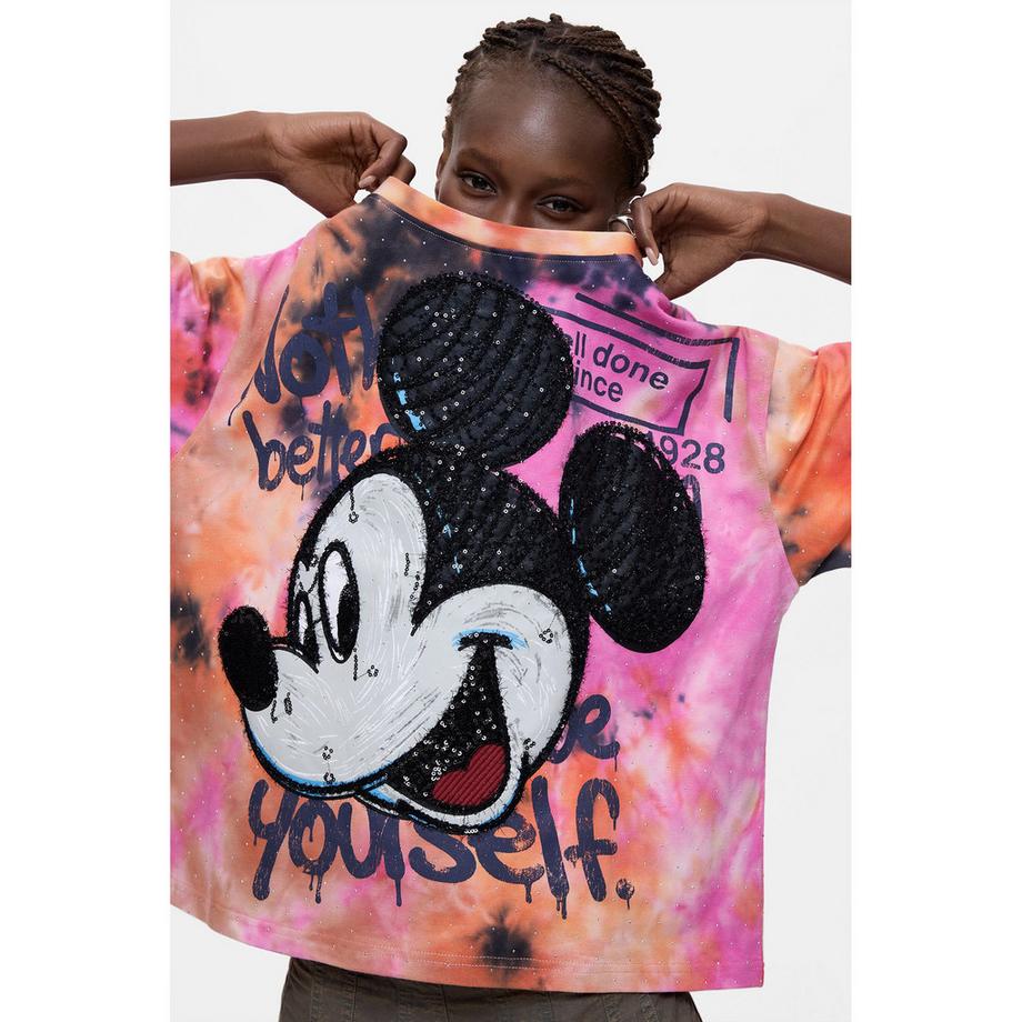 Desigual T-shirt Mickey Mouse Tie-Dye con applicazione di paillettes  
