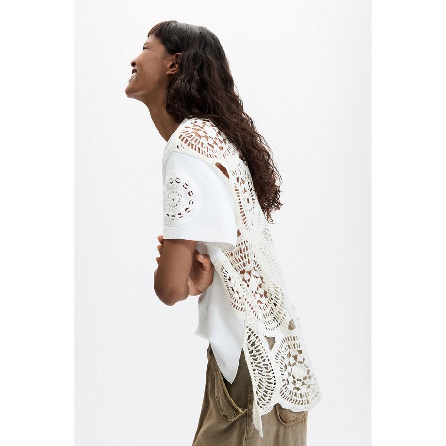 Desigual T-shirt con dettagli all'uncinetto  