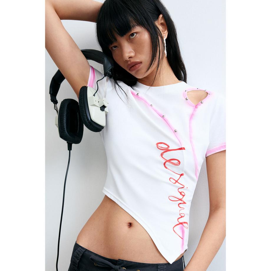 Desigual T-shirt asimmetrica a maniche corte  