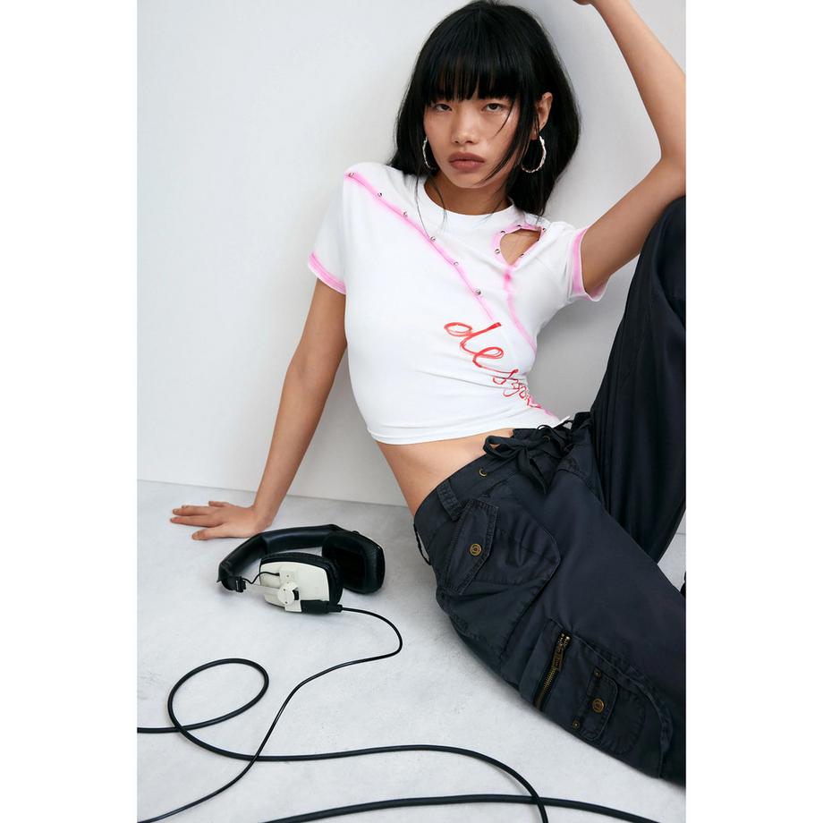 Desigual T-shirt asimmetrica a maniche corte  