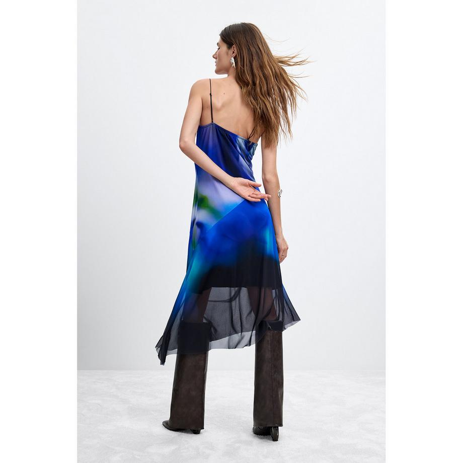 Desigual Gedrucktes Slip-Kleid mit asymmetrischem Saum  