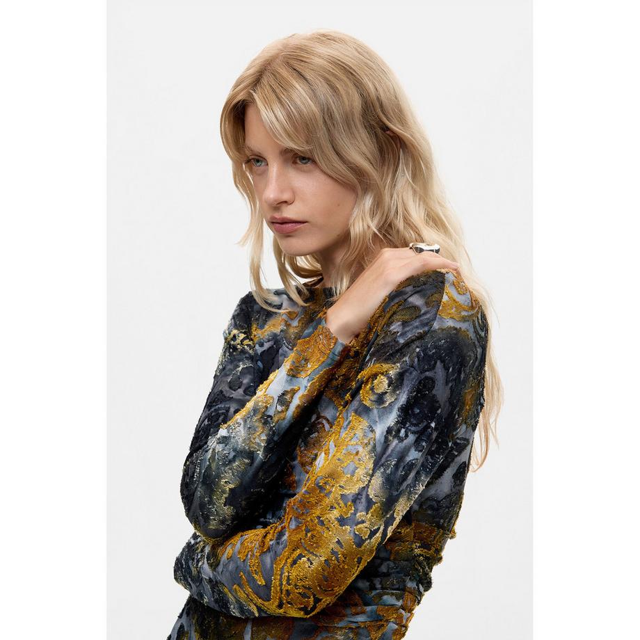 Desigual Langärmeliges Mini-Kleid mit Blumendruck  