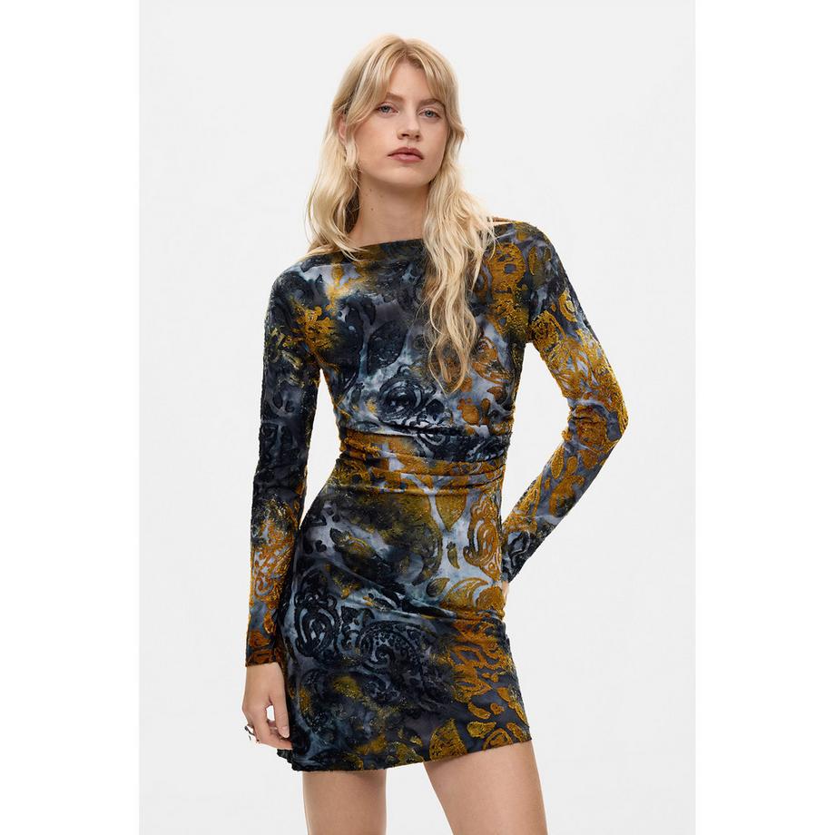 Desigual Langärmeliges Mini-Kleid mit Blumendruck  