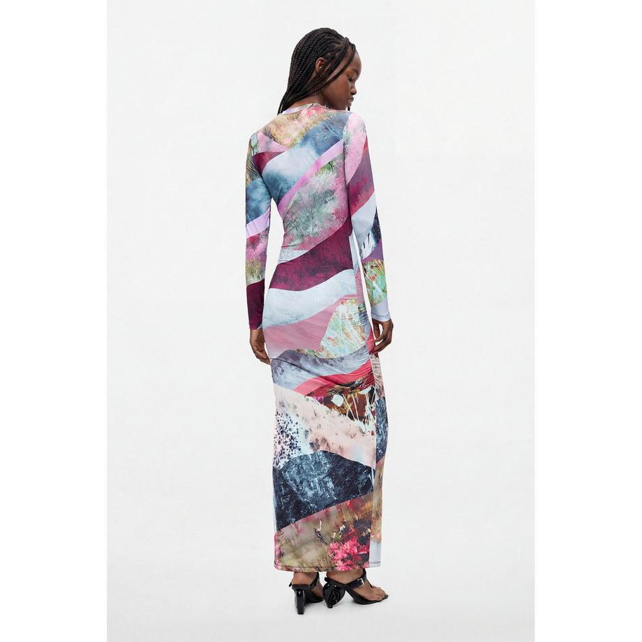 Desigual Abito lungo maniche lunghe con stampa astratta  