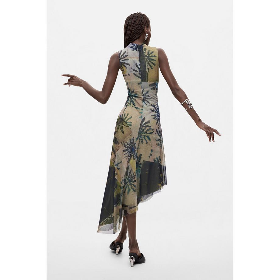 Desigual Ärmelloses asymmetrisches Druckkleid  