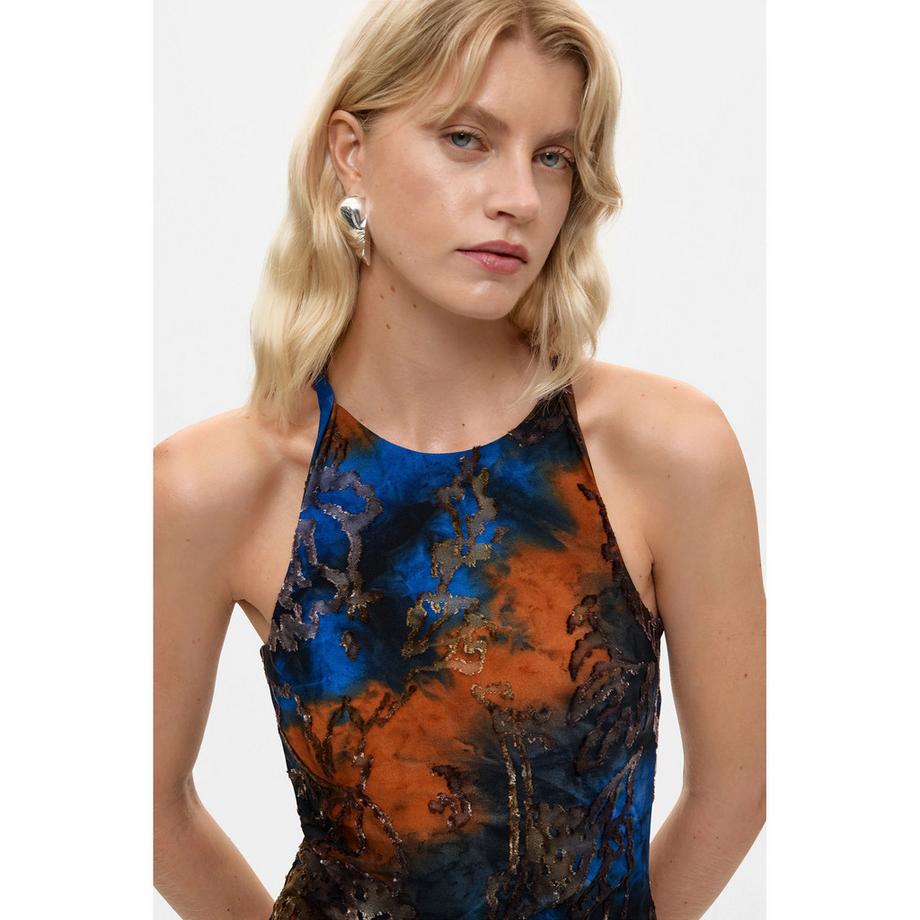 Desigual Halterneck-Midi-Kleid mit abstraktem Print  