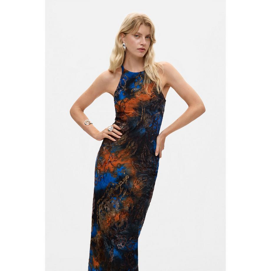 Desigual Halterneck-Midi-Kleid mit abstraktem Print  
